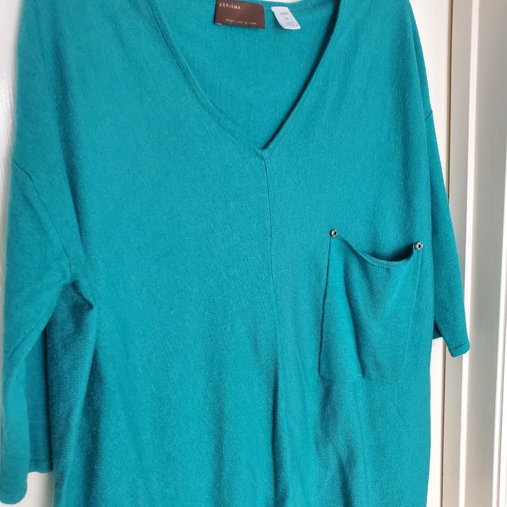 Kerisma Raven Sweater Slouchy Oversize Lightweight Knit Wool Blend Teal Boho S/M - Picture 3 of 7